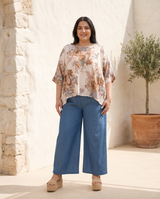 Φαρδύ Zip Culotte Με Λάστιχο Μπλε (εικόνα 1)