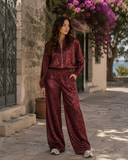 Σετ Satin Animal Print  Μπορντό (εικόνα 1)