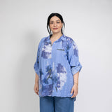 Floral Breeze Oversized Πουκαμίσα Μπλε (εικόνα 1)