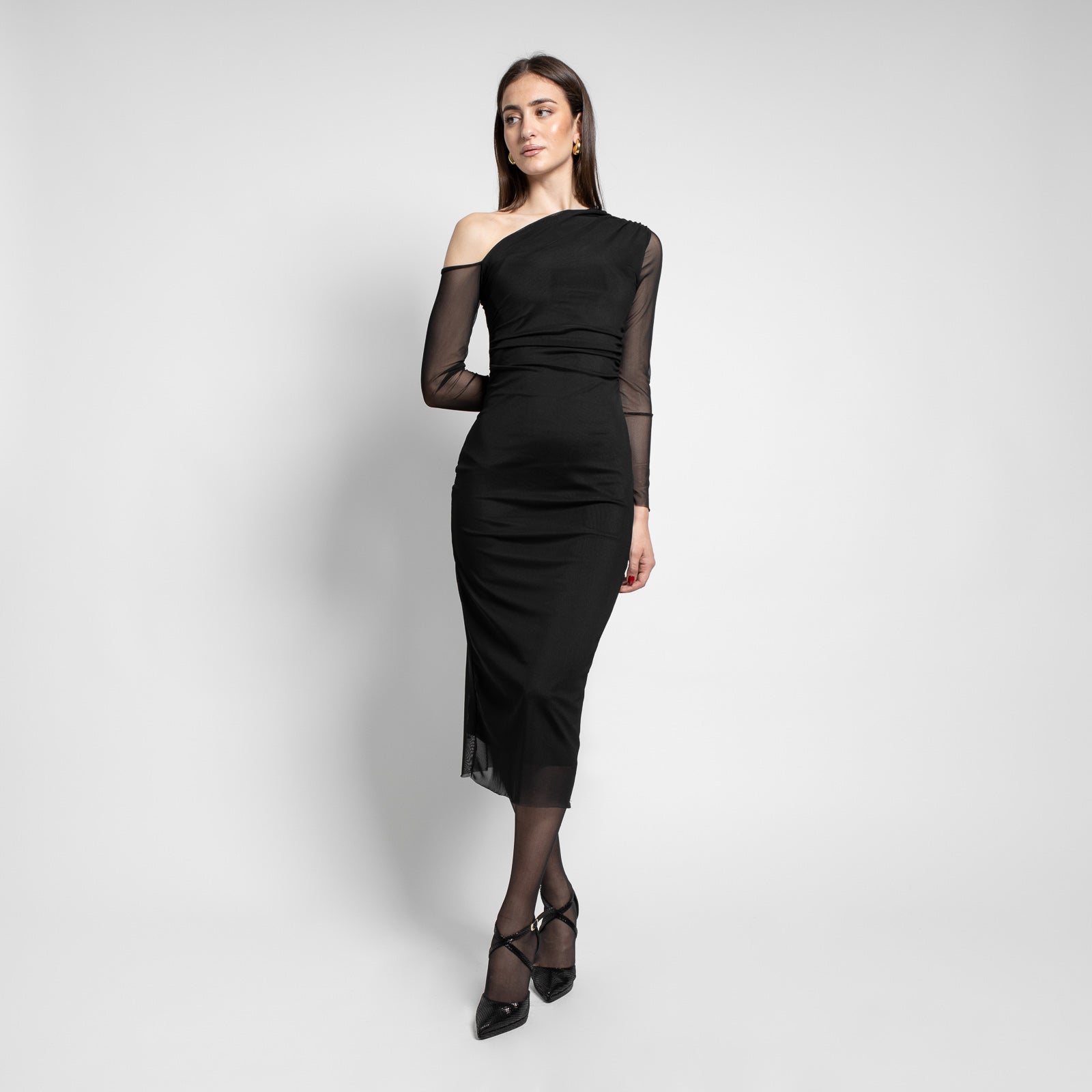 Μακρύ Τούλινο Φόρεμα Μαύρο