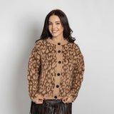 Πλεκτή Ζακέτα Animal Print Καφέ (εικόνα 1)
