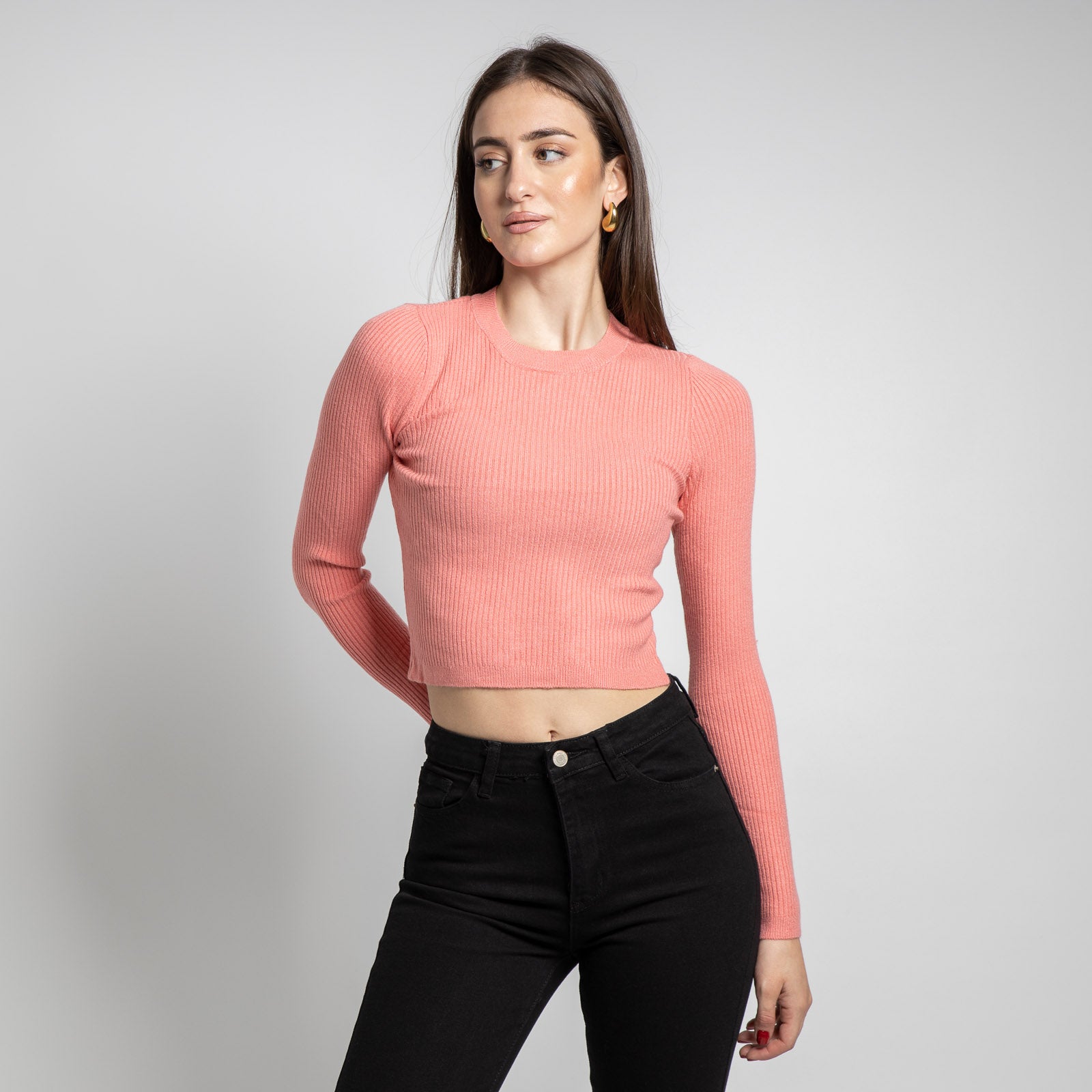 Crop Top Πλεκτό Ροζ