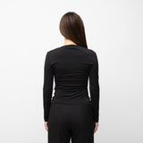 Μπλούζα Elegant Draped με Χρυσό Κρίκο Μαύρο (εικόνα 3)