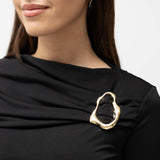 Μπλούζα Elegant Draped με Χρυσό Κρίκο Μαύρο (εικόνα 2)