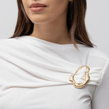 Μπλούζα Elegant Draped με Χρυσό Κρίκο Λευκό (εικόνα 3)