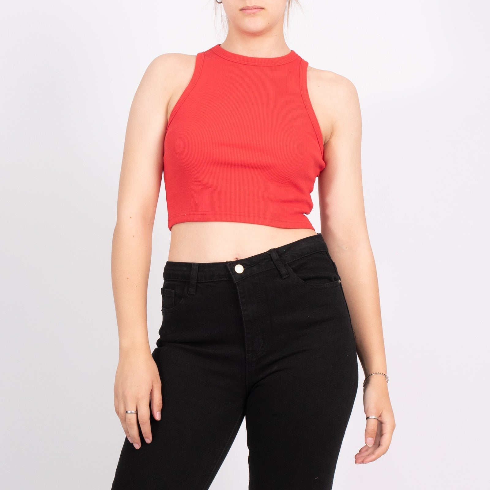 Crop Top Rip Αμάνικο Κόκκινο