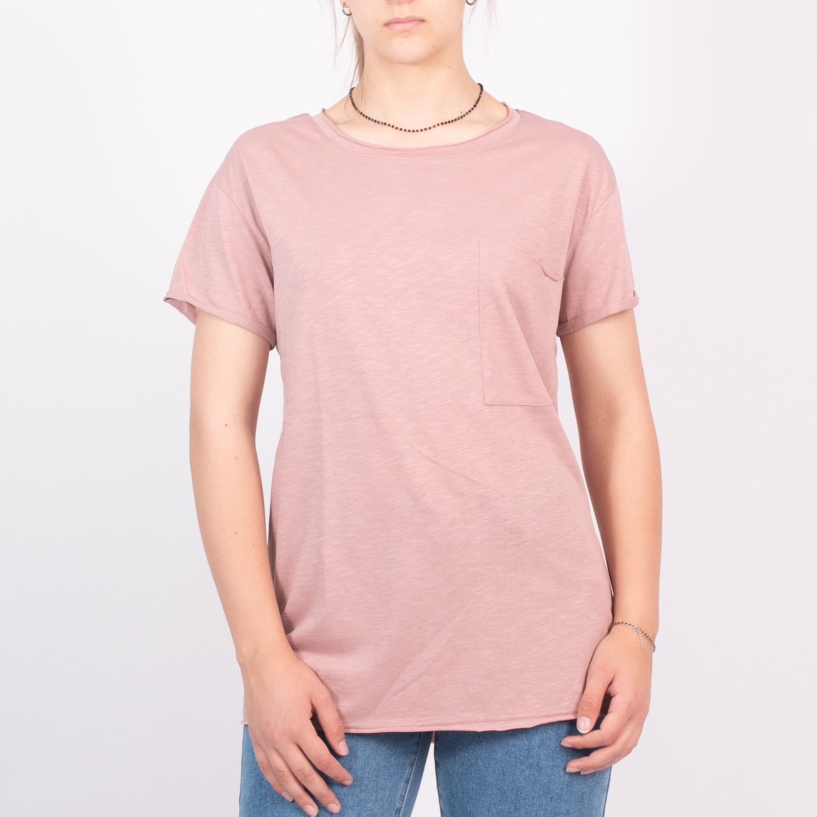 Μπλούζα Με Τσέπη Στο Στήθος Ανοιχτό Ροζ