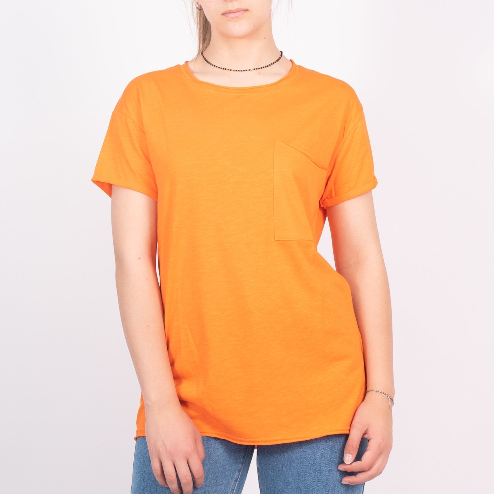 Μπλούζα Με Τσέπη Στο Στήθος Πορτοκαλί